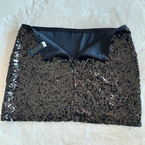 Sequin Black Mini Skirt Womens Size 6 Sparkle Holiday Club Birthday London Jean - Picture 6 of 11